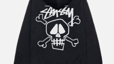 Red Stussy Hoodie and Dark Stussy Crewneck Design Symbols